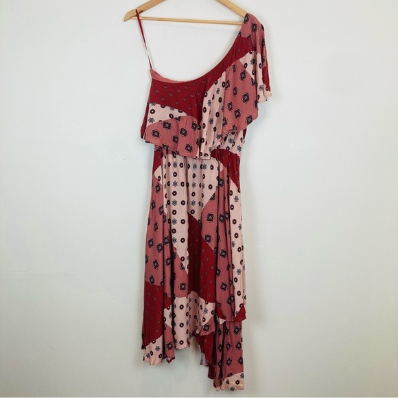 House of Harlow 1960 x Revolve Leta rose patchwork asymmetric dress. Large - Picture 2 of 6